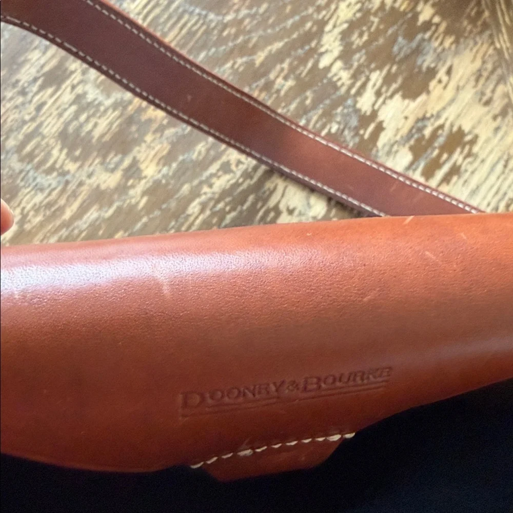DOONEY & BOURKE signature Crescent Hobo Bag blue canvas with brown leather trim